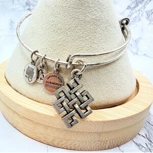 Alex and Ani Endless Knot Charm Bangle RafaELIAN Silver Expandable 2.5"
